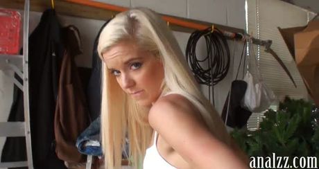 Skinny teen blonde girlfriend takes cock in her asshole