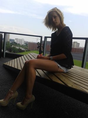 Leggy blonde hot girlfriend outdoors