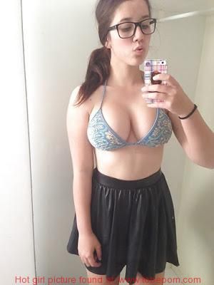 Hot teen with perfect tits in front of the mirror