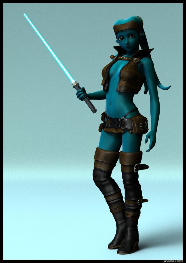 Blue skin jedi babe