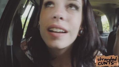 College Freshman Anne Lee at the back seat playing her pussy