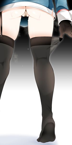 1girl absurdres ass bandaid bandaid_on_pussy black_gloves black_legwear close-up gloves highres kantai_collection kneepits legs oouso_(usotsukiya) solo takao_(kantai_collection) thighhighs thighhighs_pull
