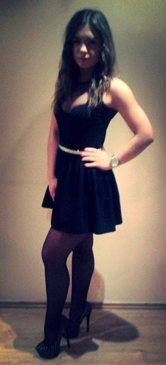 Dark hair girl in black dress