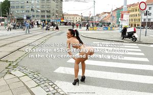 Challenge #57: Get fully naked midday, in the city center and pose for guys.