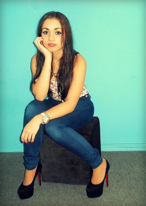 Brunette bimbo posing