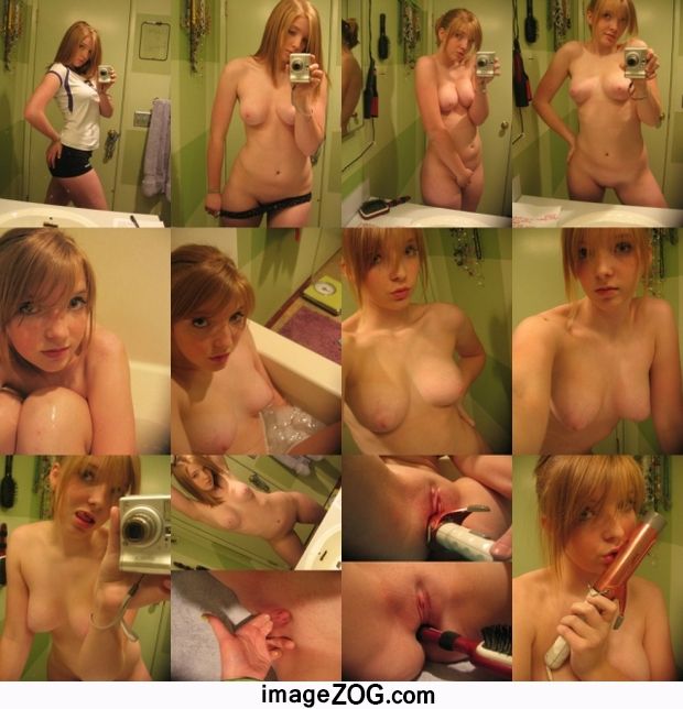 Emo babe fucks a curling iron.