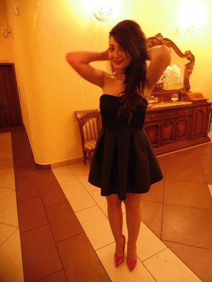 Dark hair girl in nice party dress
