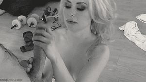 Hot blonde doing a nice handjob