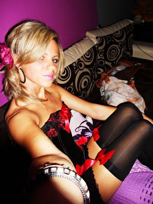 Blonde bimbo in slutty lingerie