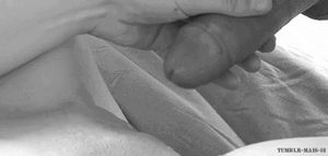 Hand guiding cock into pussy