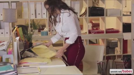 One day, this hunk dude suddenly felt so horny that he finds his pretty coworker Dillion harper so horny to get her attention.