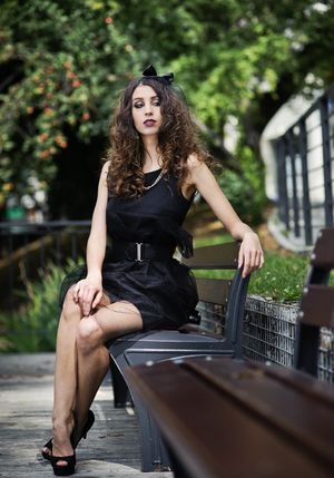 Charming and tempting model in a stylish outfit