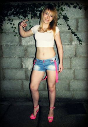 Young blonde bimbo in her new slut like heels