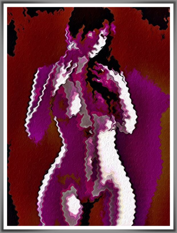 Artistic hottie painting. Slim waist wide hips wavy special effect art pic.
