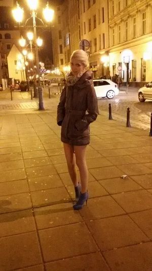 Leggy blonde on the street