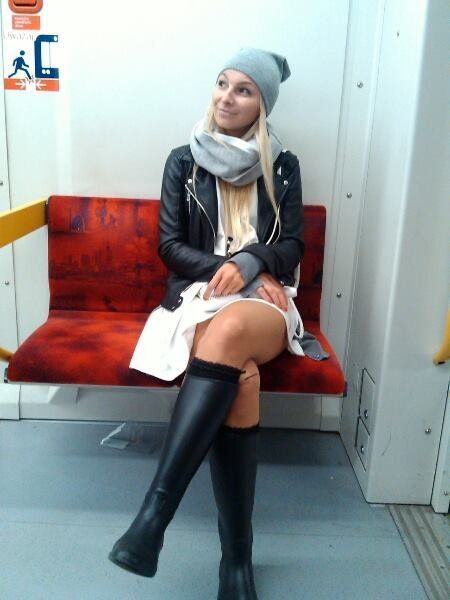 Nice leggy blonde in the subway