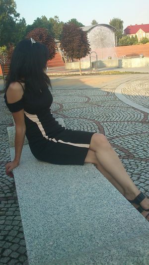 Nice leggy milf outdoors