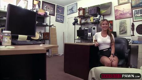 Hot babe came to the shop to exchange her purse for money. She ask too much so the pawn guy gives her a deal if she lets him fuck her.