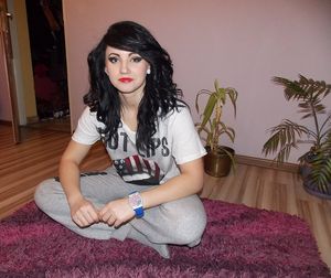 Dolled up brunette at home