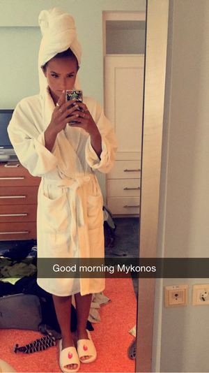 In a bathrobe [Snapchat]