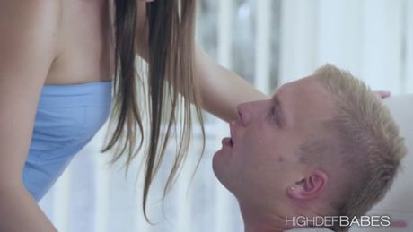 Horny babe Zena seduces friend early in the morning so she could have his cock for herself. She sucks him wildly until he is hard enough.