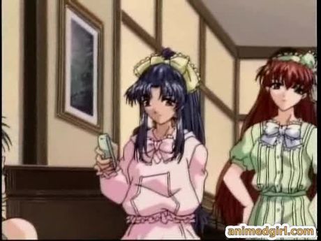 Roped anime threesome dildoed pussy