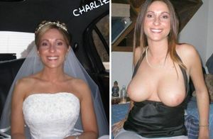 Bride showing her boobs.