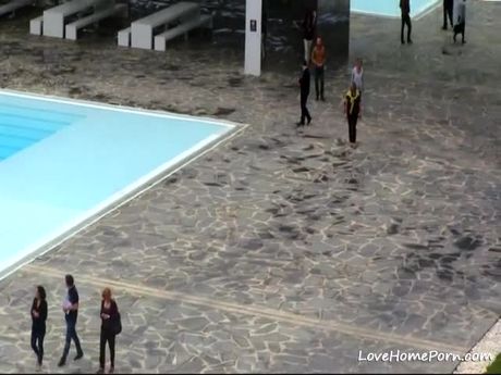 Horny mature couple fucking hard on the hotel balcony