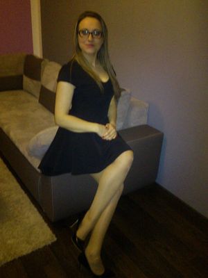 Blonde chick in black dress