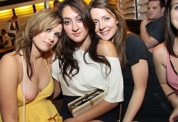 You would think she would be able to tell her tit was hanging out..