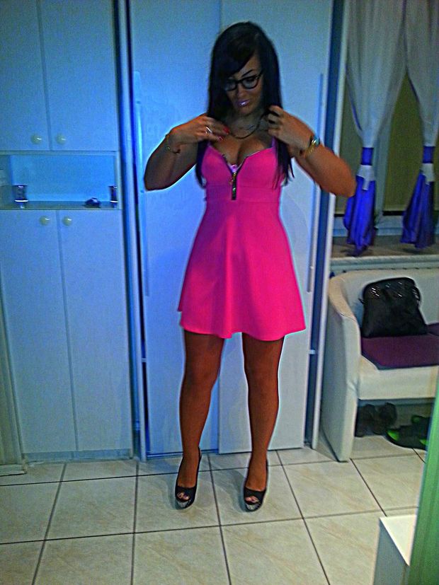 Tanned party chick before going out for a party