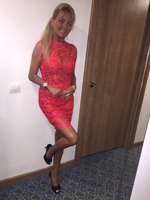 Blonde hotwife teasing in her sexy outfit