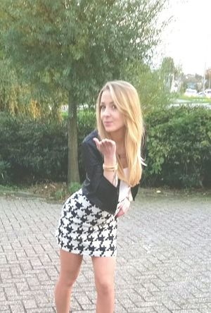 Cute leggy blonde outdoors