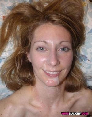 MILF with cum on chin and neck