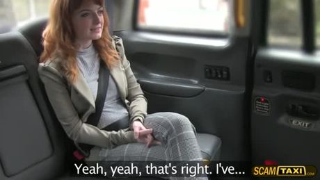 A sweet redhead babe passenger gets hopped in the taxi going home. She and taxi driver chats a bit until they decides to have sex.