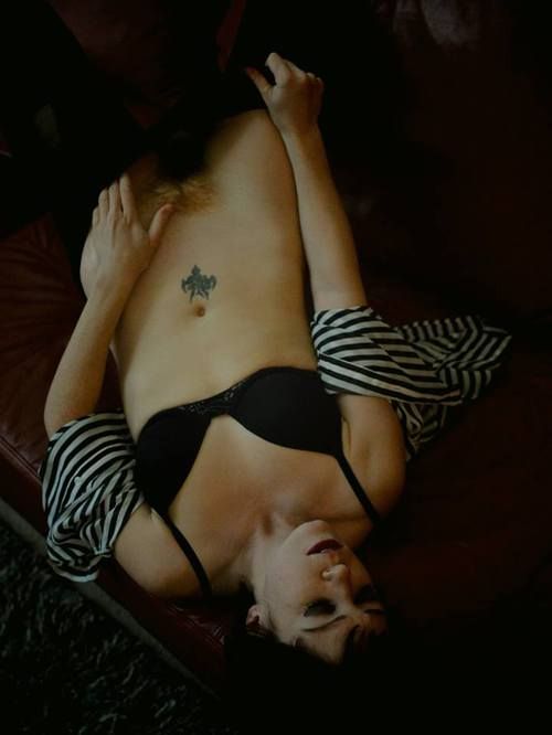 Stripes on red couch