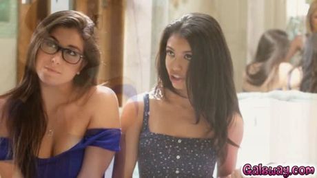 A hot threesome lesbian sex in the bedroom was being performed