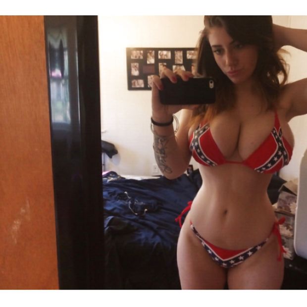 Busty Brunette Taking Selfie
