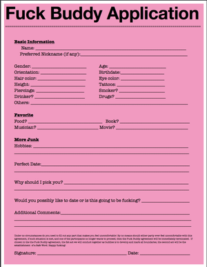 Fuck Buddy Application Form
