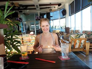 Ann learns very quickly how to get the free drinks at the tiki bar!