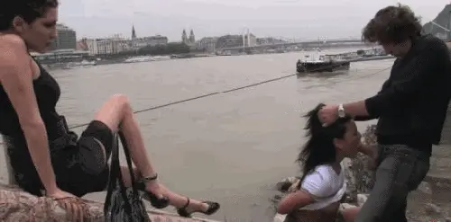 Brunette watching blowjob