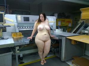 Posing by the Cutter - Late Shift at the Print Shop
