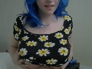 Blue-Haired Woman with Huge Tits