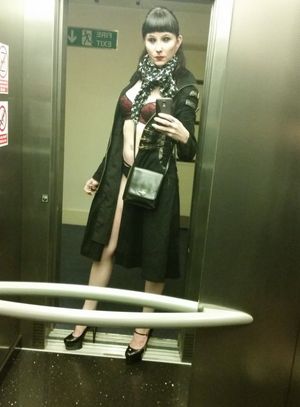 Kinky chick going out for "a walk"