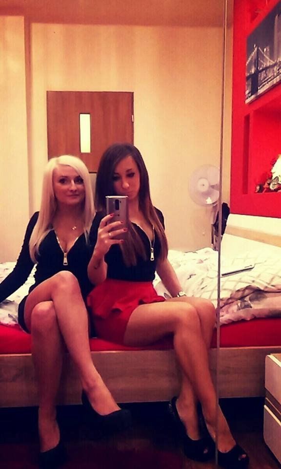 Bimbos taking selfie before going out