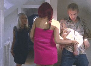 Chick giving handjob to boyfriend in front of stepmother