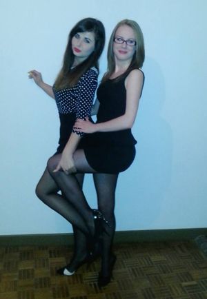 Two cute and naughty party chicks