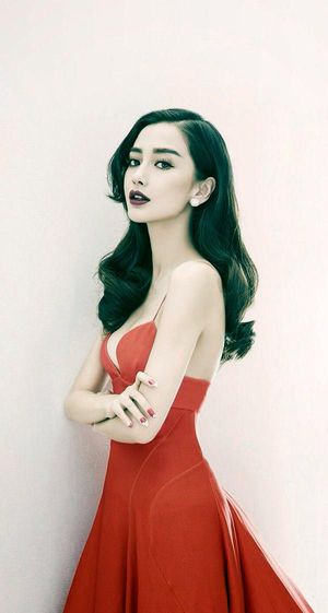 Red dress asian teen