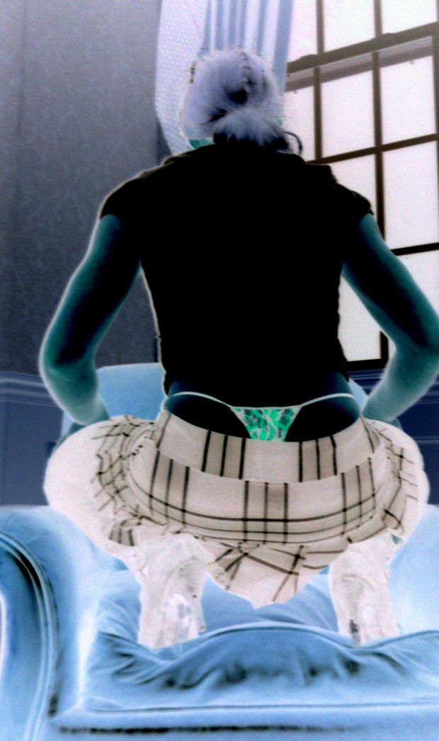 Teen skirt whale tail in chair!