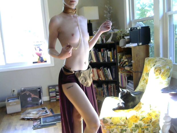 Pale and Nerdy in Leia Bikini